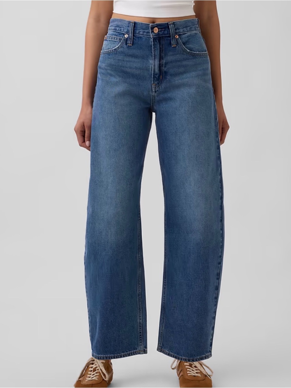 GAP Curvy Barrel High Rise Jeans in Blue Denim